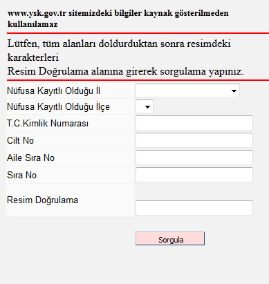 Tc Kimlik Ile Kimlik Bilgileri Sorgulama